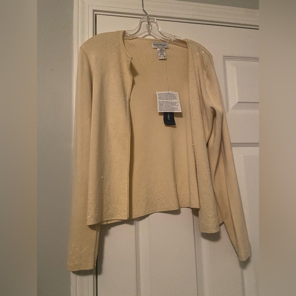 NWT Rena Rowan Yellow Beaded Cardigan Medium
